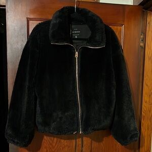 Lucky Brand Women's Black Faux Fur Zip Jacket – Size Medium